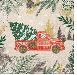 Joulu|Lautasliinat>PAW Sp. z o.o., Nektarowa 9, 62-002 Suchy Las, www.paw.pl We Care vintage jouluauto EKO-lautasliina 33 x 33 cm 20 kpl/pkt